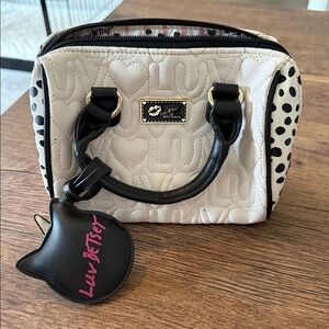 Betsey Johnson Cream and Black Heart Mini Bag